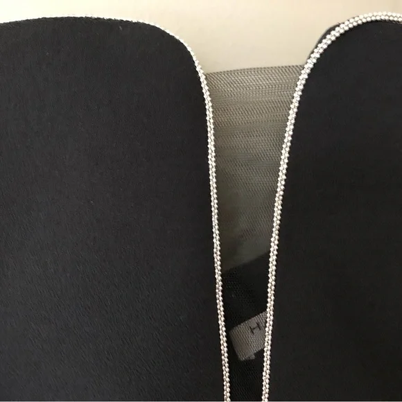 HALSTON HERITAGE Black + Silver Strapless Deep V Formal Maxi Gown Dress Size 6 - Picture 6 of 11